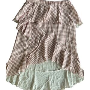 Moon River Asymmetrical Pink Checkered Skirt